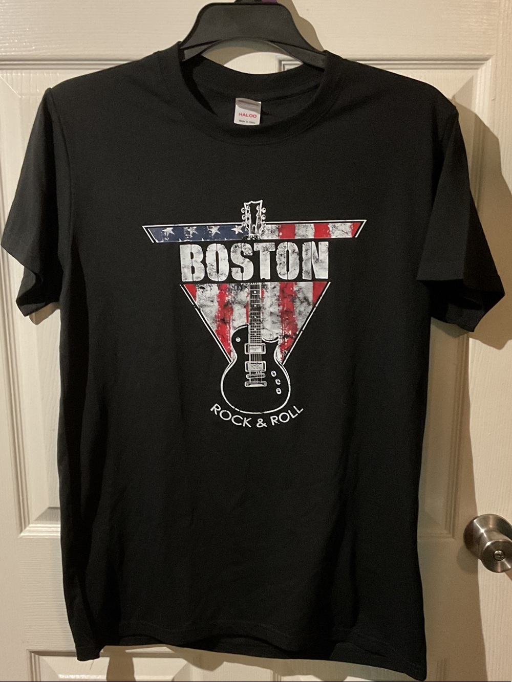 Boston Rock & Roll Graphic Band Tee with Red, White & Blue Accent